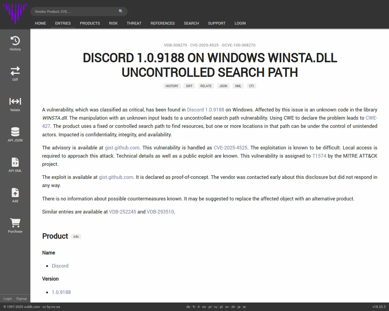 CVE-2025-4525 Discord WINSTA.dll uncontrolled search path