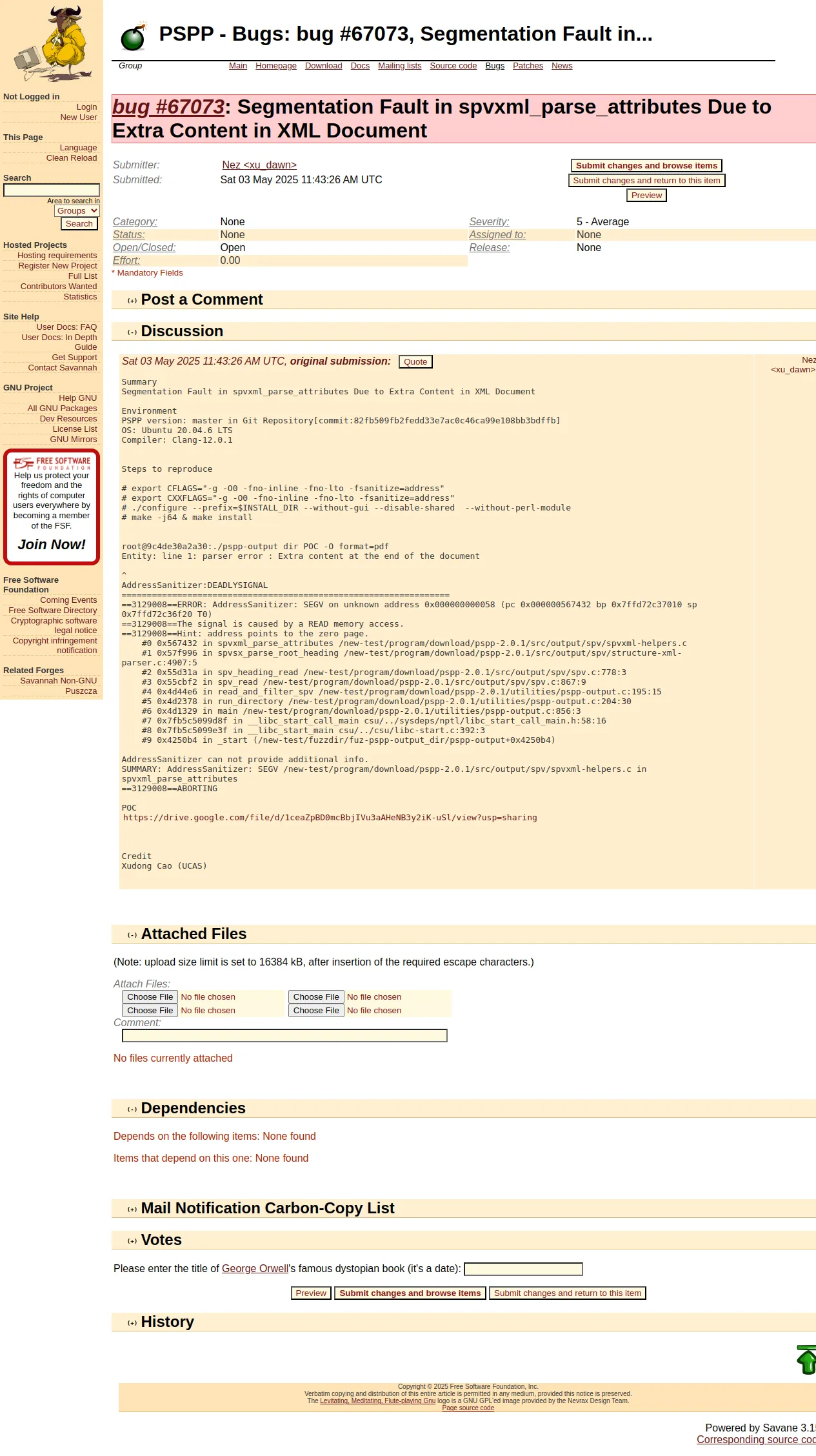 PSPP - Bugs: bug #67073, Segmentation Fault in... [Savannah]