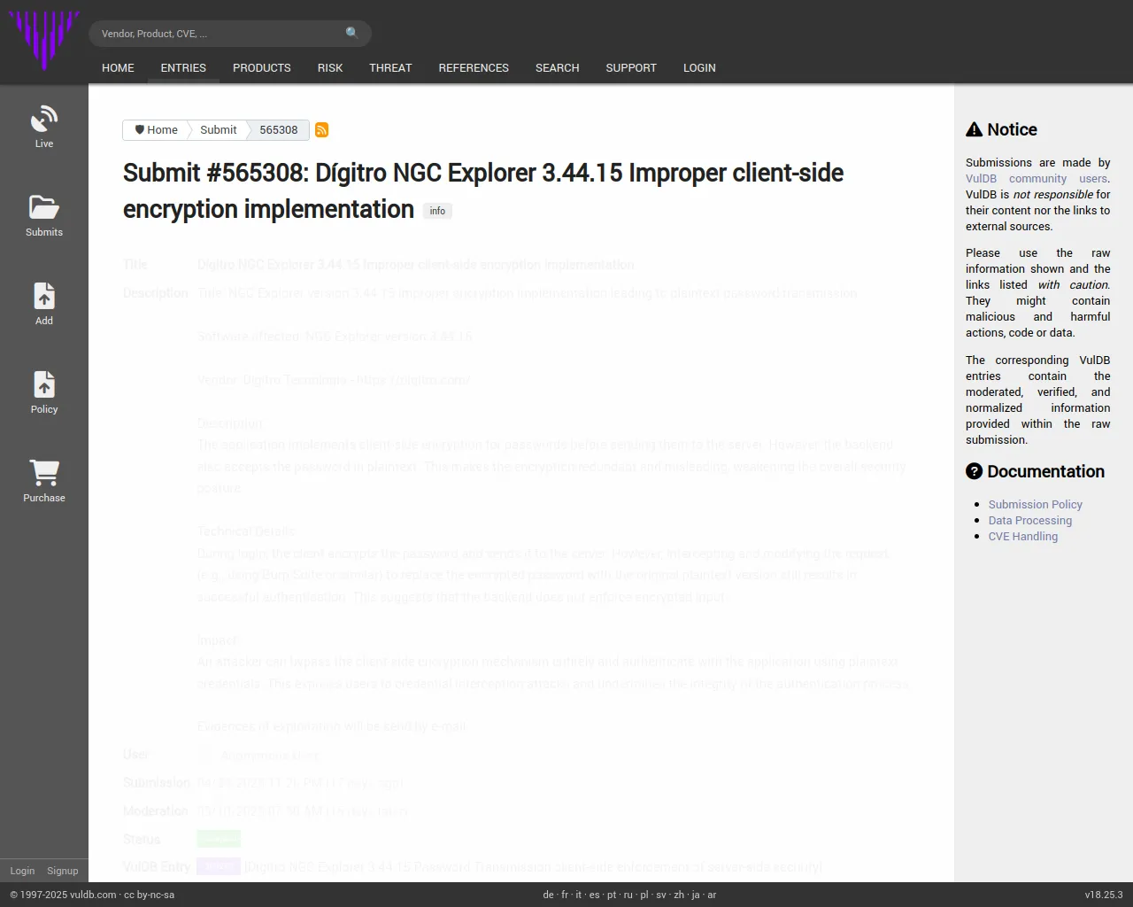 Submit #565308: Dígitro NGC Explorer 3.44.15 Improper client-side encryption implementation