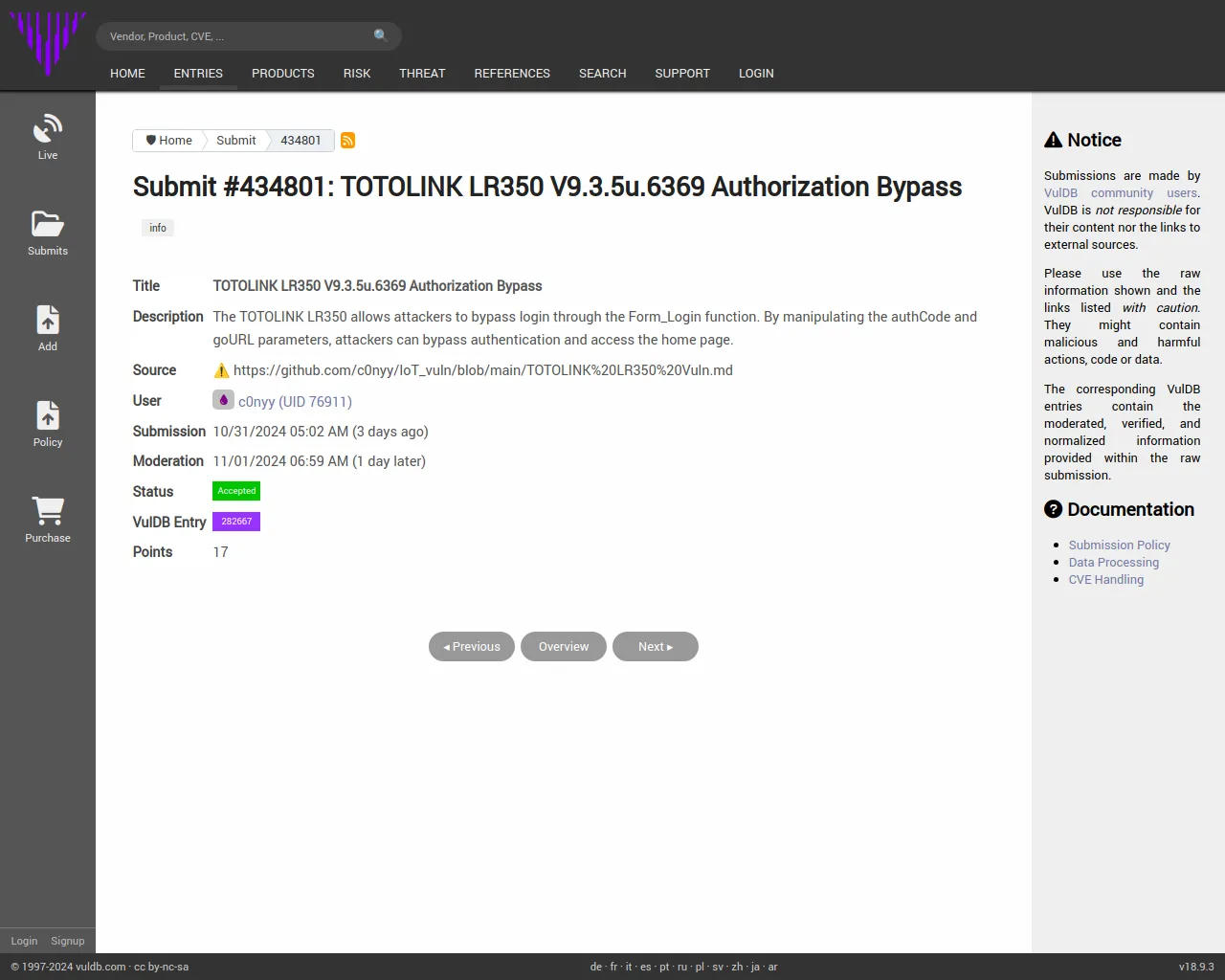 Submit #434801: TOTOLINK LR350 V9.3.5u.6369 Authorization Bypass