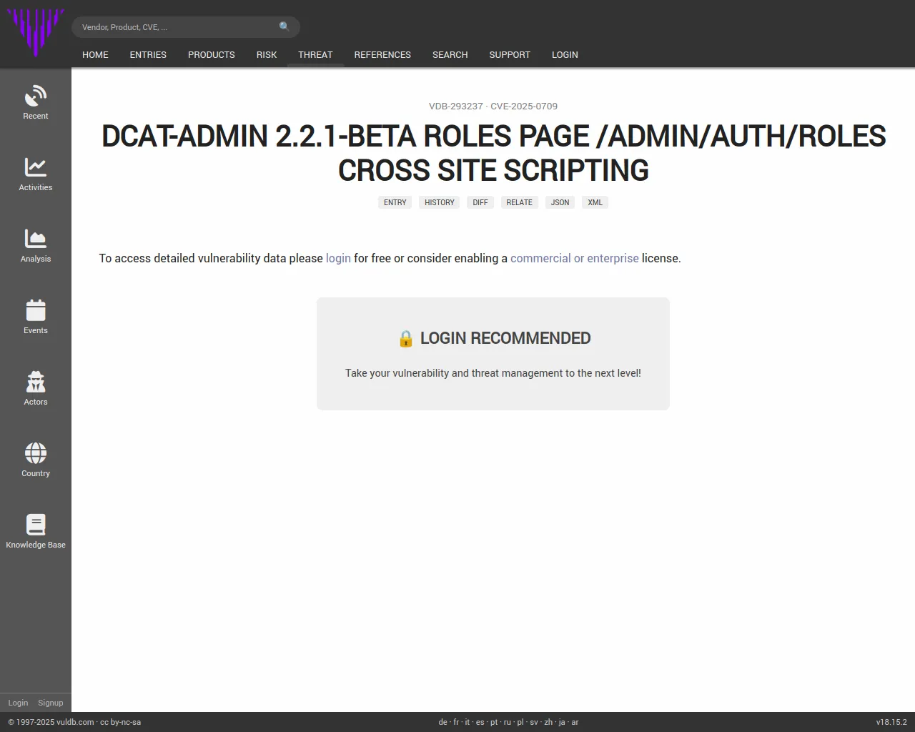 CVE-2025-0709 Dcat-Admin Roles Page roles cross site scripting