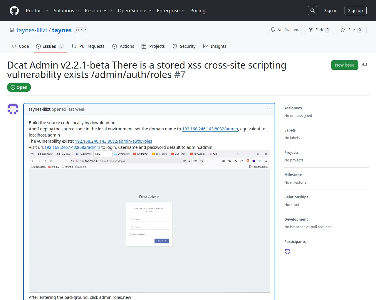 Dcat Admin v2.2.1-beta There is a stored xss cross-site scripting vulnerability exists /admin/auth/roles · Issue #7 · taynes-llllzt/taynes