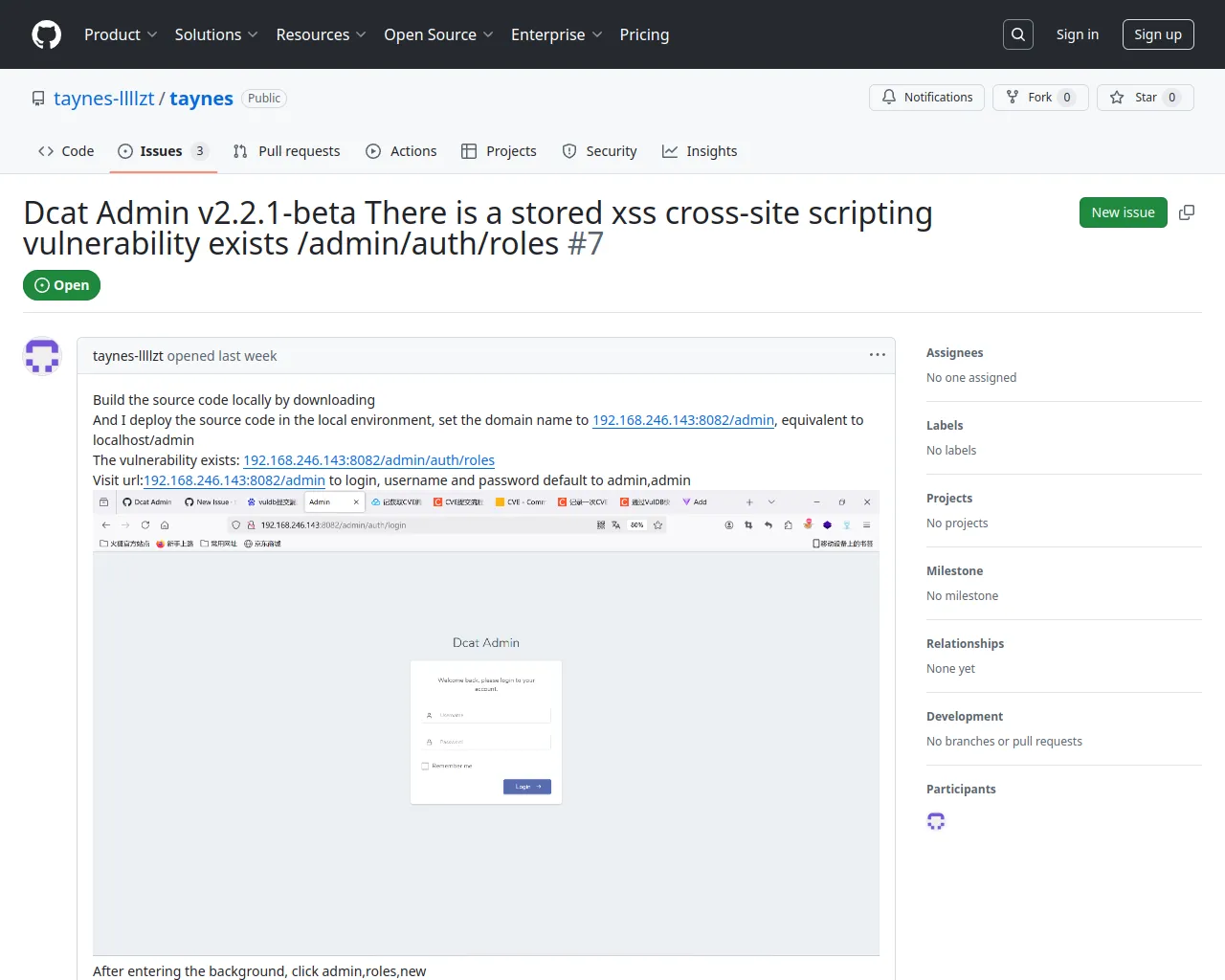 Dcat Admin v2.2.1-beta There is a stored xss cross-site scripting vulnerability exists /admin/auth/roles · Issue #7 · taynes-llllzt/taynes