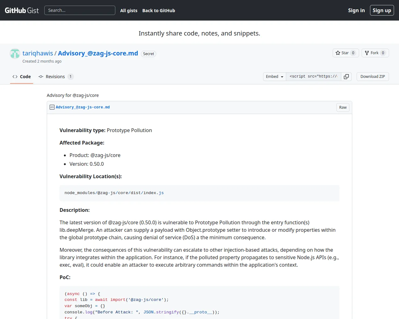 Advisory for @zag-js/core · GitHub