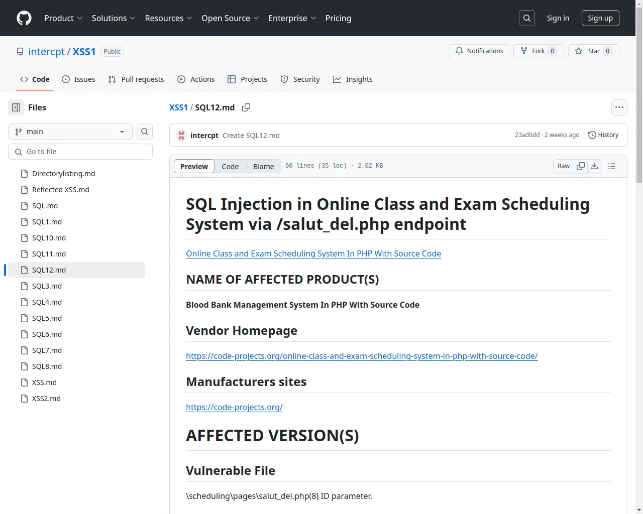 XSS1/SQL12.md at main · intercpt/XSS1 · GitHub