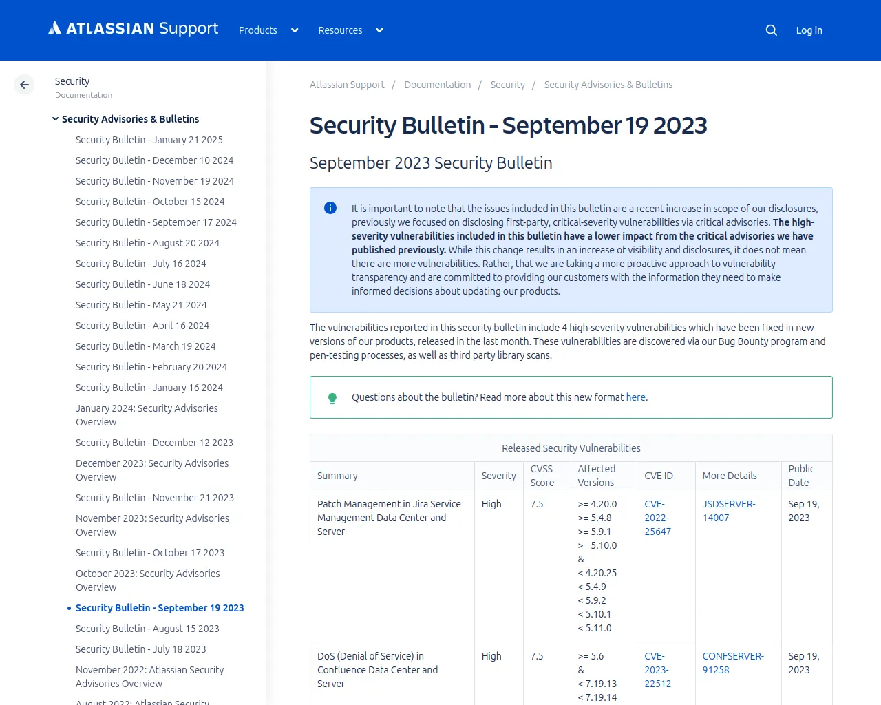 Security Bulletin - September 19 2023 | Atlassian Support | Atlassian Documentation