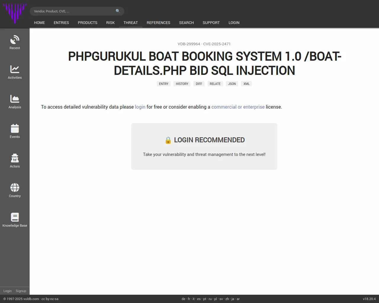 CVE-2025-2471 PHPGurukul Boat Booking System boat-details.php sql injection