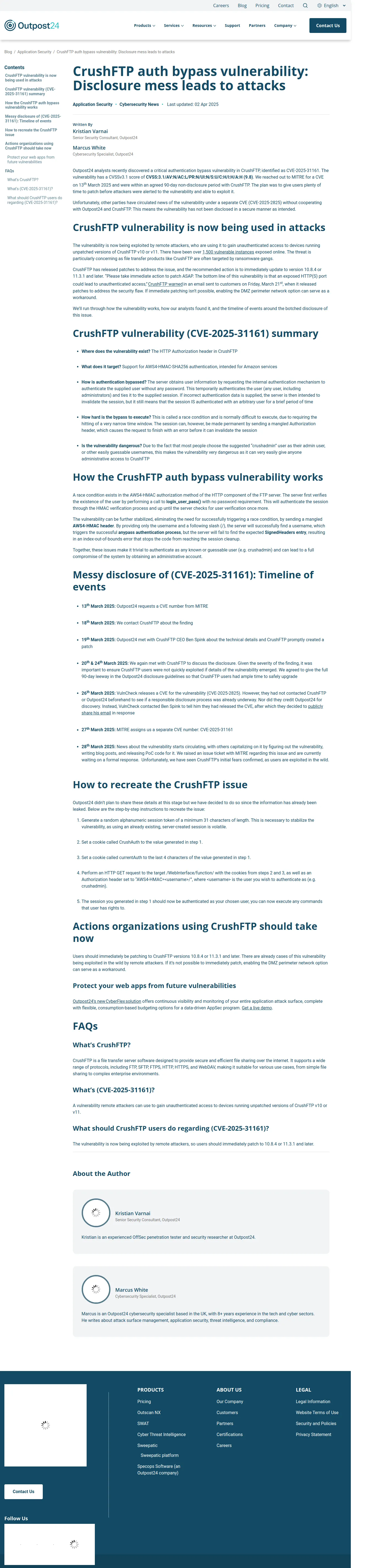 CrushFTP auth bypass vulnerability: Disclosure mess & attacks