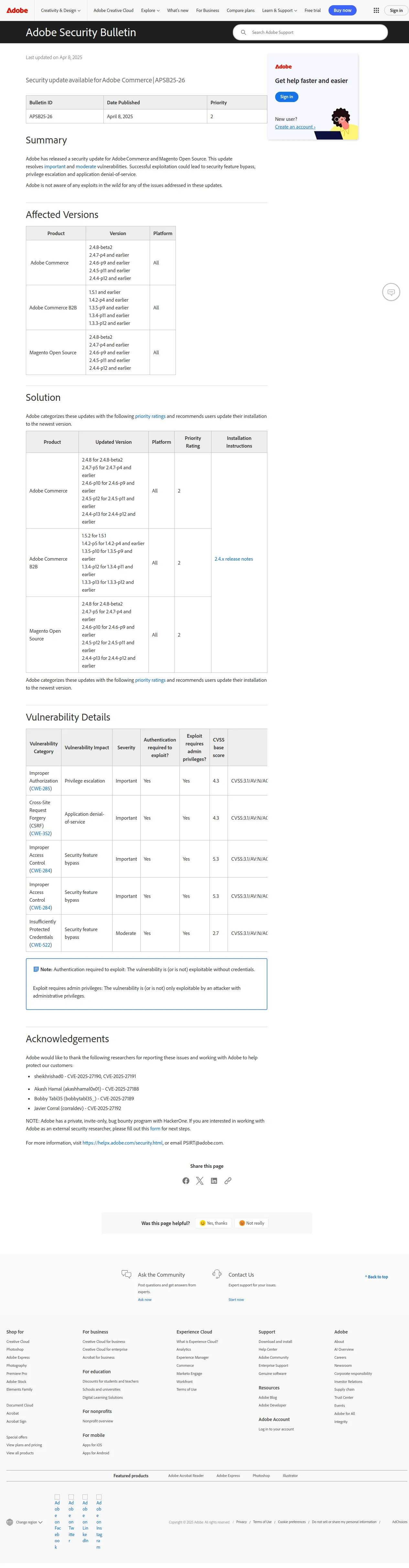 Adobe Security Bulletin