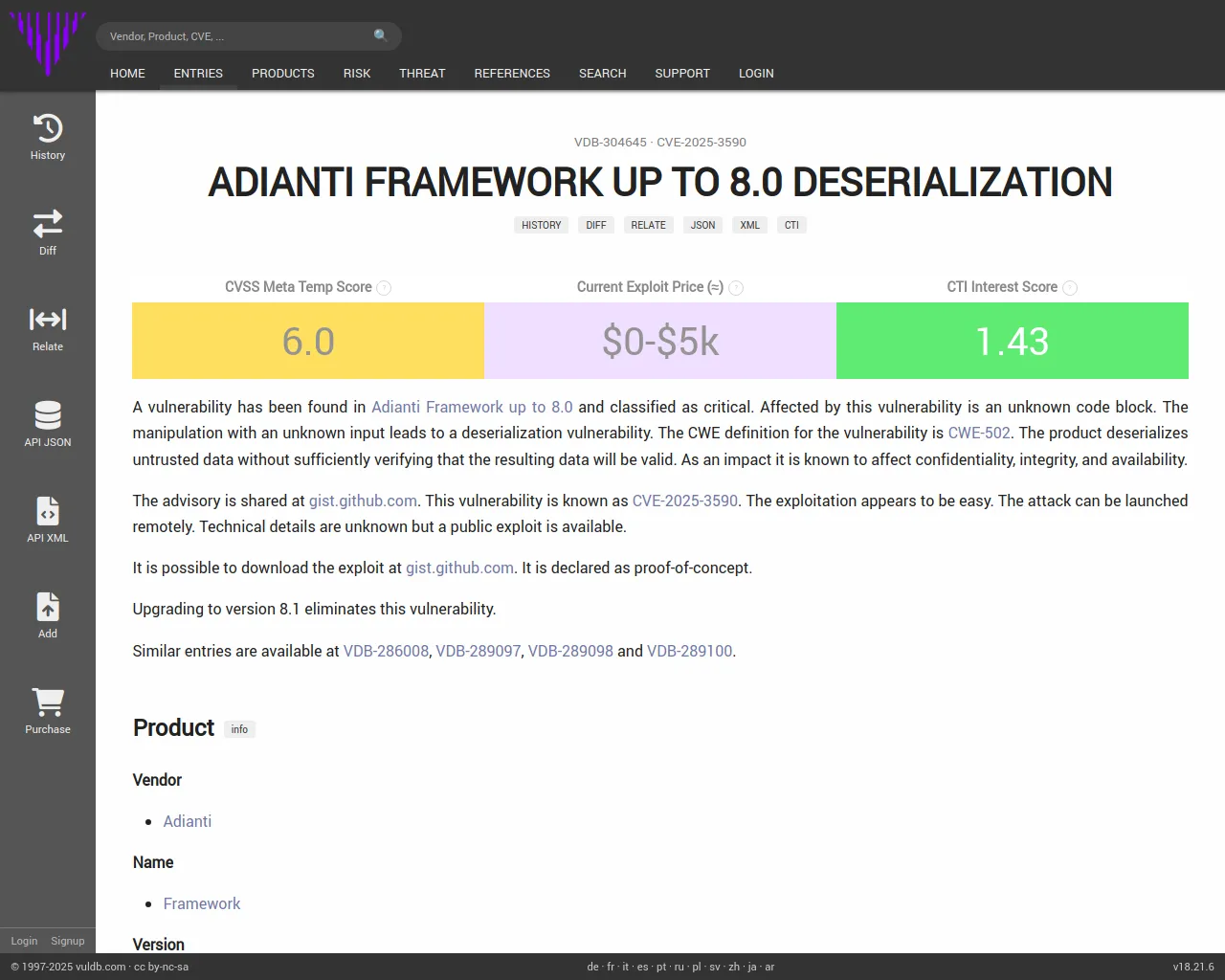 CVE-2025-3590 Adianti Framework deserialization