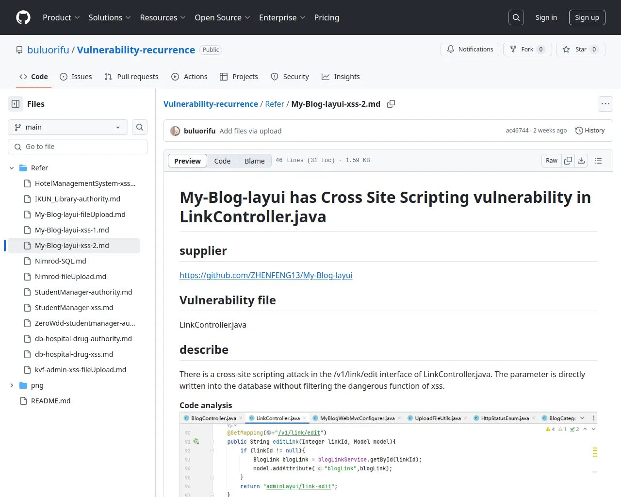 Vulnerability-recurrence/Refer/My-Blog-layui-xss-2.md at main · buluorifu/Vulnerability-recurrence · GitHub