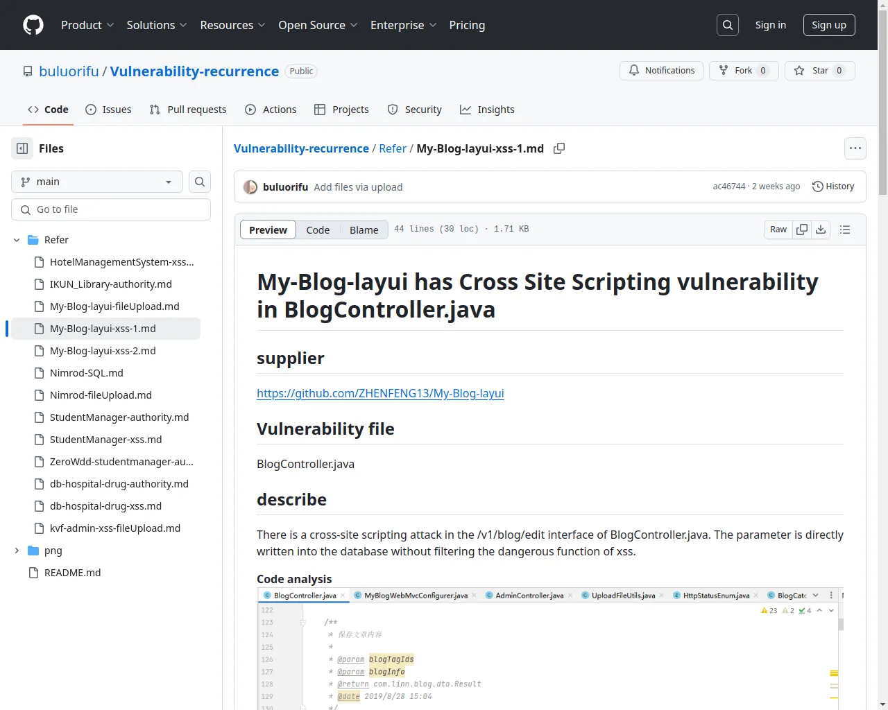 Vulnerability-recurrence/Refer/My-Blog-layui-xss-1.md at main · buluorifu/Vulnerability-recurrence · GitHub
