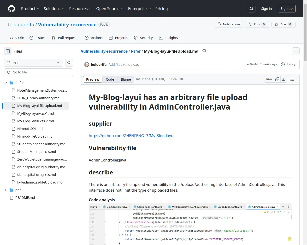 Vulnerability-recurrence/Refer/My-Blog-layui-fileUpload.md at main · buluorifu/Vulnerability-recurrence · GitHub