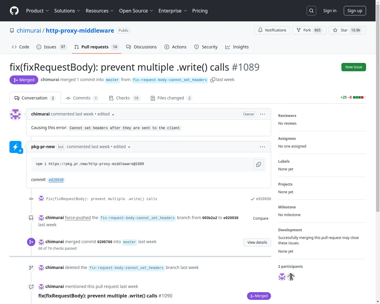 fix(fixRequestBody): prevent multiple .write() calls by chimurai · Pull Request #1089 · chimurai/http-proxy-middleware · GitHub